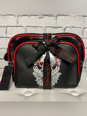 NWT Ed Hardy Love Kills Slowly Cosmetic Bag Set